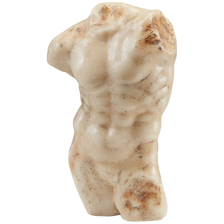Ancient Greek Torso Aged Beige and Brown 15 1/4&quot; High Statue