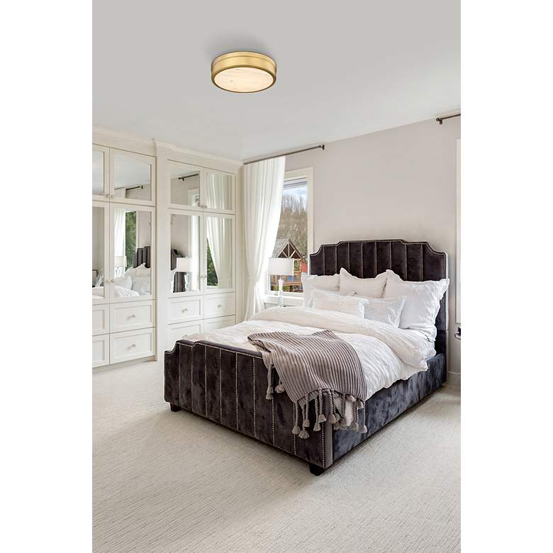 Image 3 Anders 15" Wide Rubbed Brass LED Ceiling Light more views