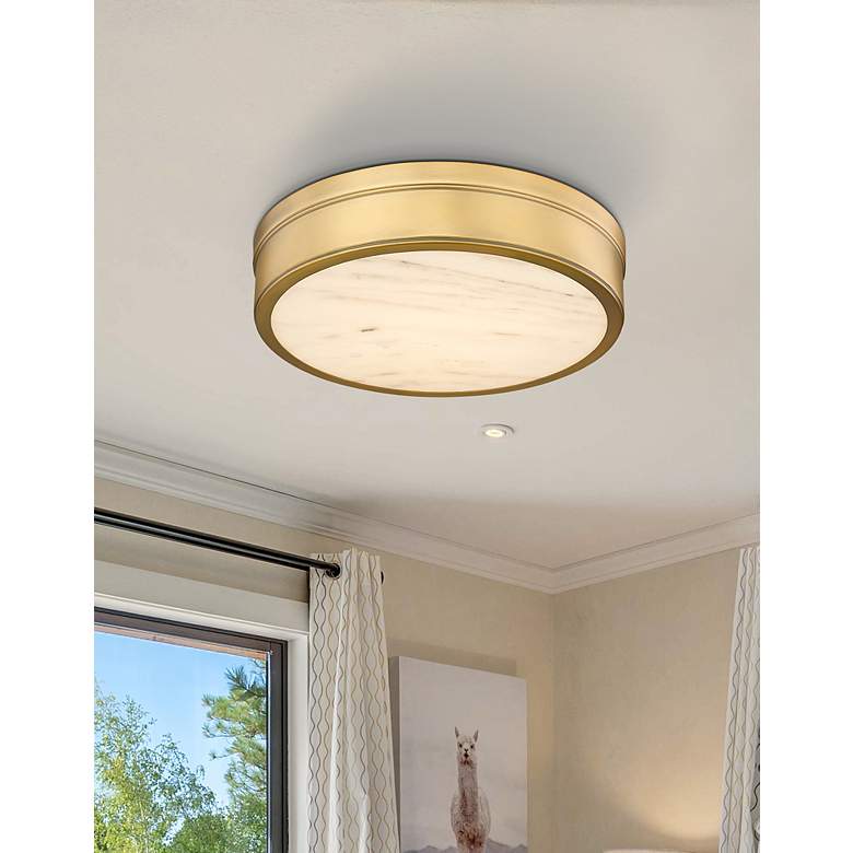 Image 4 Anders 15" Wide Rubbed Brass LED Ceiling Light more views