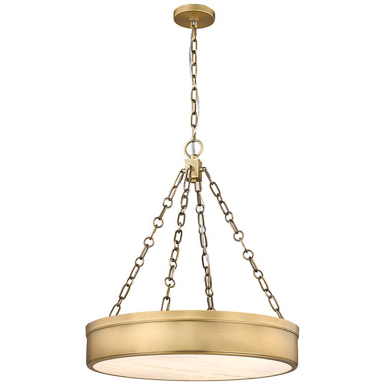 Image 2 Anders 22" Wide Rubbed Brass LED Pendant Light