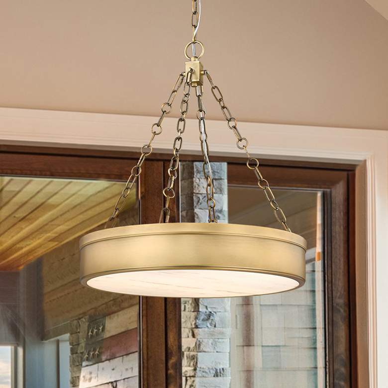 Image 1 Anders 22" Wide Rubbed Brass LED Pendant Light