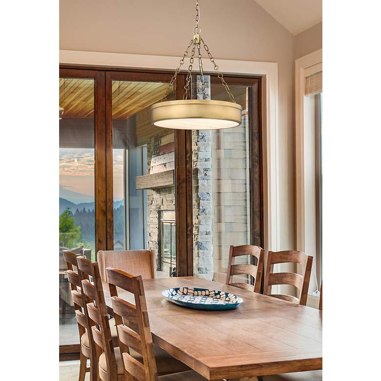 Image 3 Anders 22" Wide Rubbed Brass LED Pendant Light more views