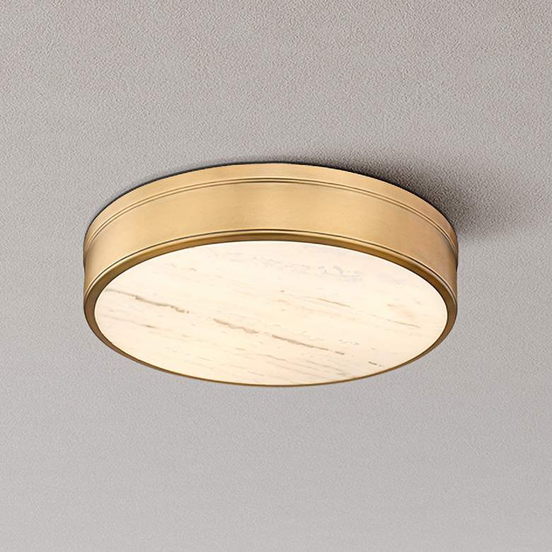 Image 2 Anders 22" Wide Rubbed Brass LED Round Ceiling Light