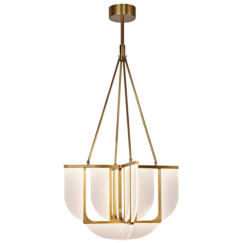 Image 2 Anders 30" Wide Vintage Brass LED Pendant Light