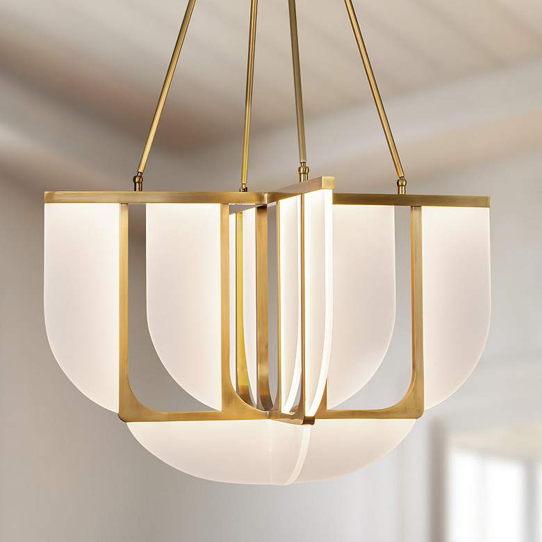 Image 1 Anders 30" Wide Vintage Brass LED Pendant Light