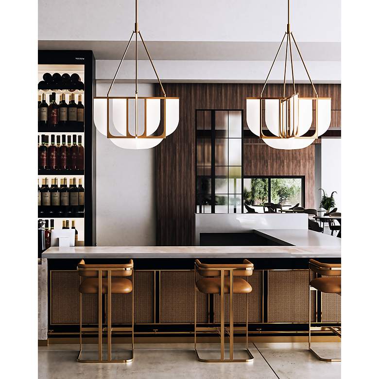 Image 3 Anders 30" Wide Vintage Brass LED Pendant Light more views