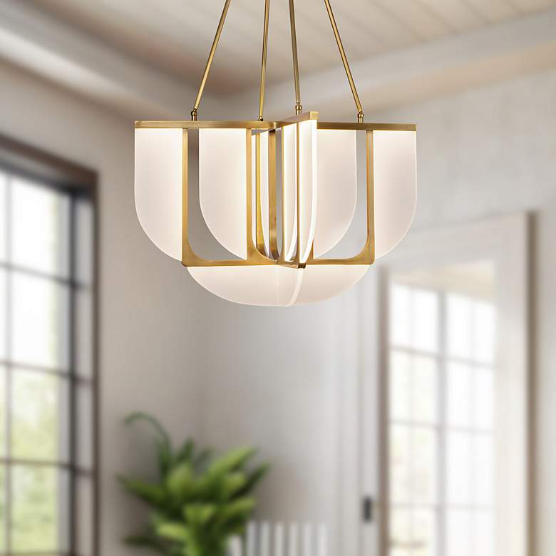Image 4 Anders 30" Wide Vintage Brass LED Pendant Light more views