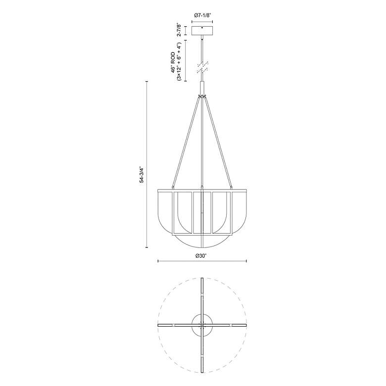 Image 6 Anders 30" Wide Vintage Brass LED Pendant Light more views