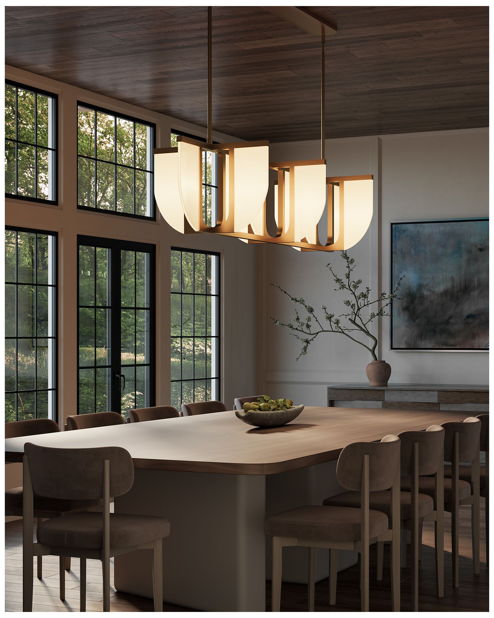 Image 6 Anders 59-in Vintage Brass dimmable LED Linear Pendant more views