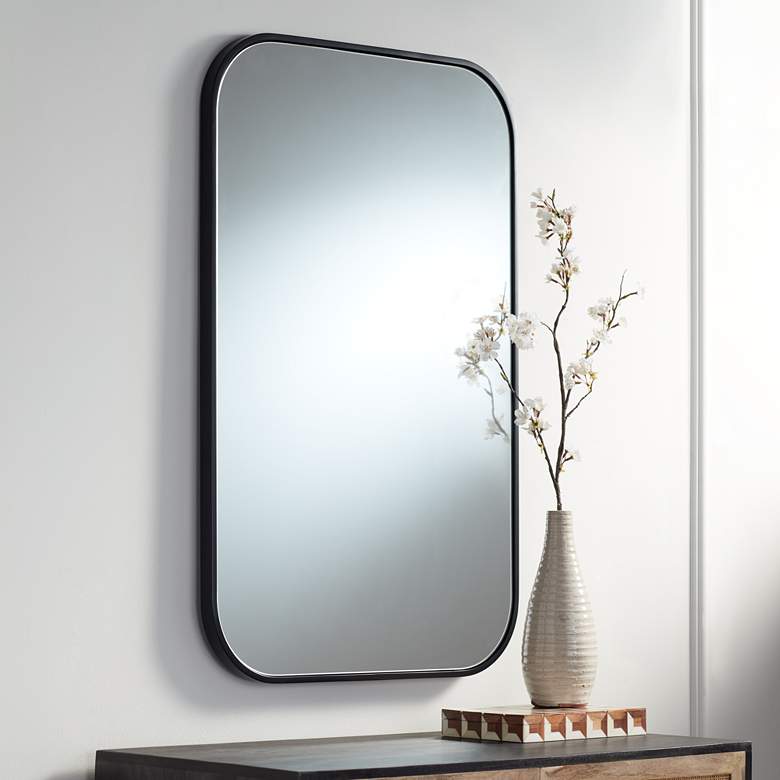 Image 1 Anders Black Iron 24 inch x 38 inch Rectangular Wall Mirror
