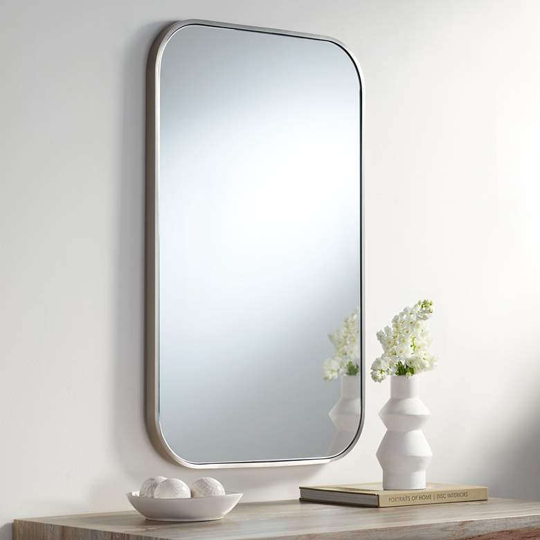 Image 1 Anders Brushed Nickel 24 inch x 38 inch Rectangular Wall Mirror