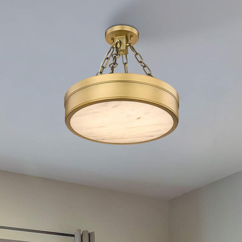 Image 1 Anders by Z-Lite Rubbed Brass 1 Light Semi Flush Mount
