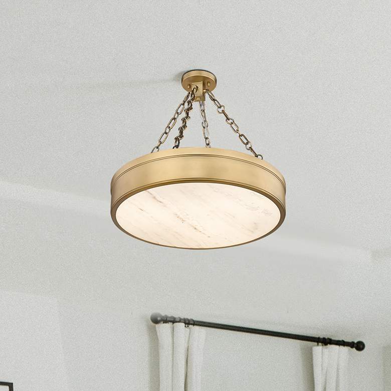 Image 1 Anders by Z-Lite Rubbed Brass 3 Light Semi Flush Mount