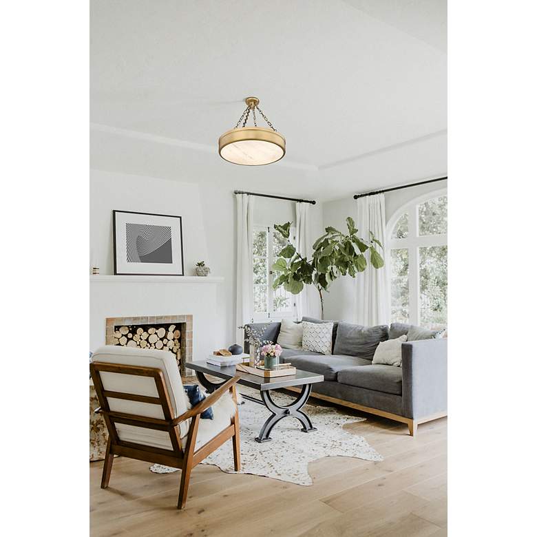 Image 3 Anders by Z-Lite Rubbed Brass 3 Light Semi Flush Mount more views