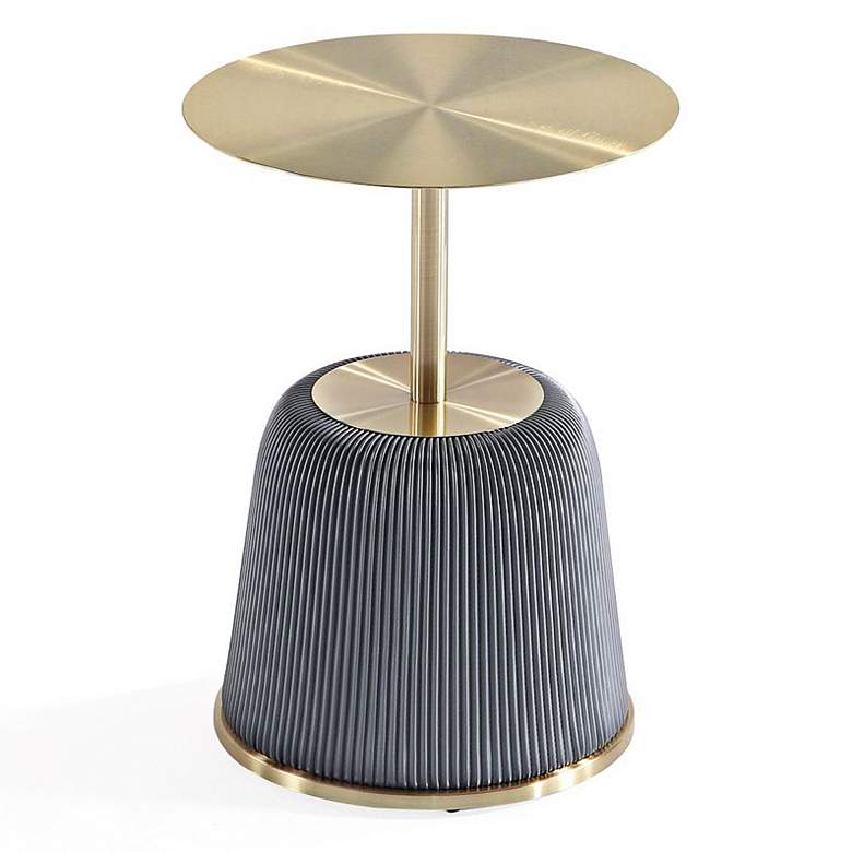 Image 6 Anderson 15 3/4" Wide Gray Leatherette Gold Metal End Table more views