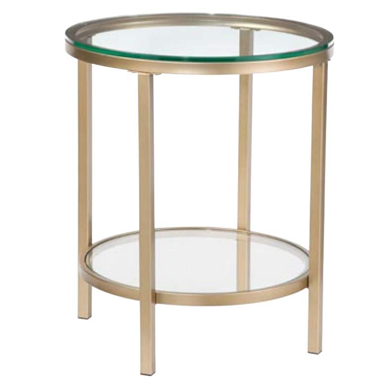 Image 1 Anderson 22 " Wide Round End Table Antique Gold, Clear