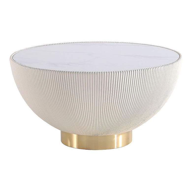 Image 2 Anderson 28 1/4" Wide Cream Leatherette Round Coffee Table
