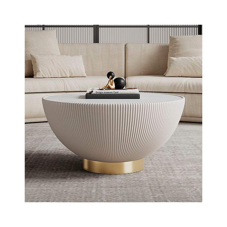 Image 1 Anderson 28 1/4" Wide Cream Leatherette Round Coffee Table