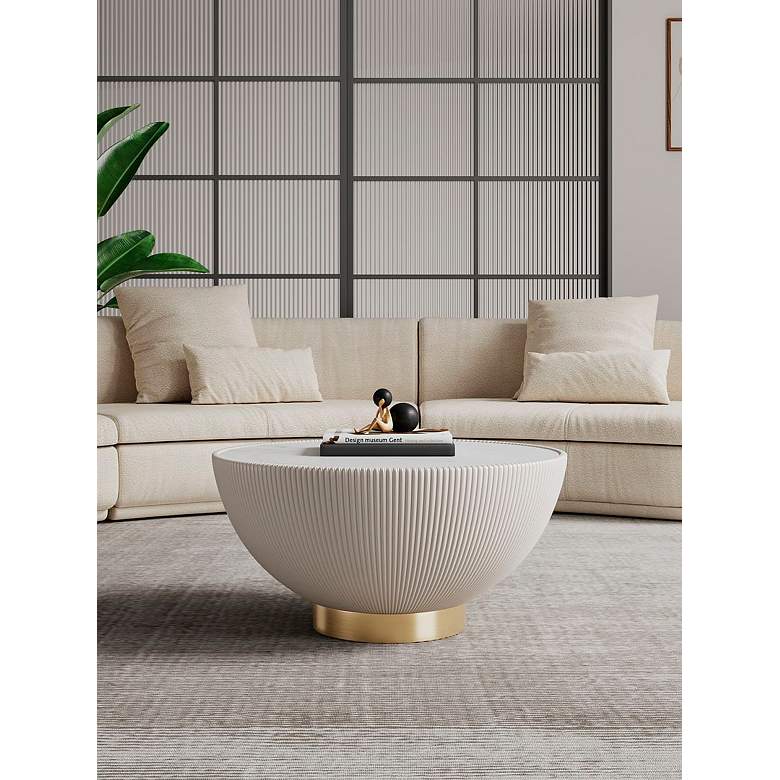 Image 3 Anderson 28 1/4" Wide Cream Leatherette Round Coffee Table more views