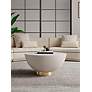 3_Anderson 28 1/4" Wide Cream Leatherette Round Coffee Table more views