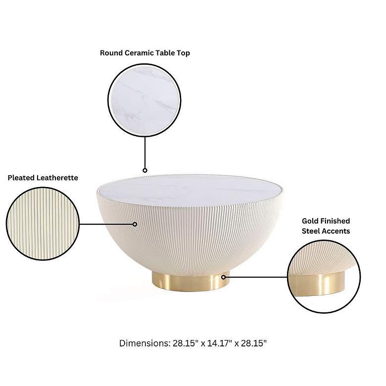 Image 5 Anderson 28 1/4" Wide Cream Leatherette Round Coffee Table more views