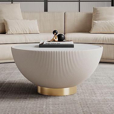 Anderson 28 1/4" Wide Cream Leatherette Round Coffee Table