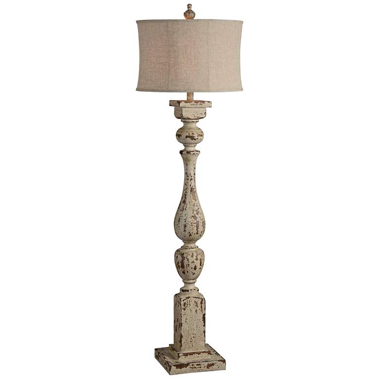 Image 2 Anderson 66 inch Distressed Rustic White Column Farmhouse Floor Lamp
