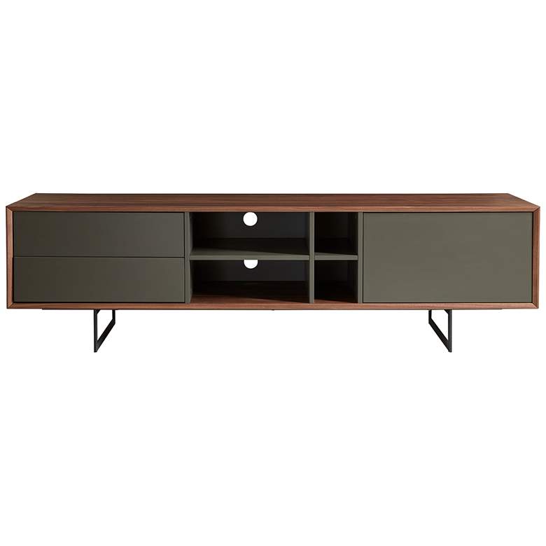 Image 6 Anderson 70 3/4 inchW Walnut Gray 1-Door 2-Drawer Media Stand more views