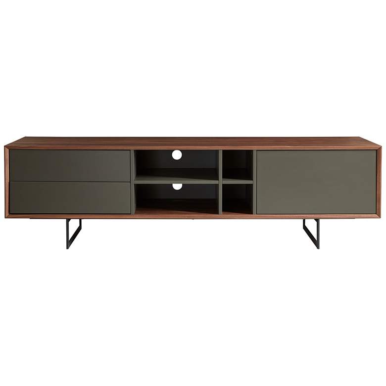Image 6 Anderson 70 3/4"W Walnut Gray 1-Door 2-Drawer Media Stand more views