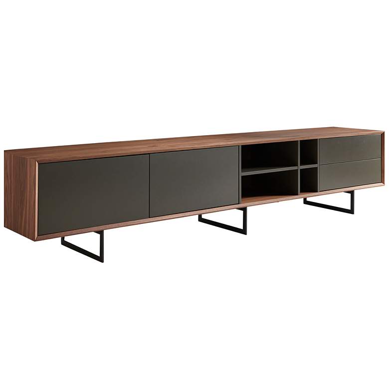 Image 1 Anderson 94 1/2 inchW Walnut Gray 2-Door 2-Drawer Media Stand