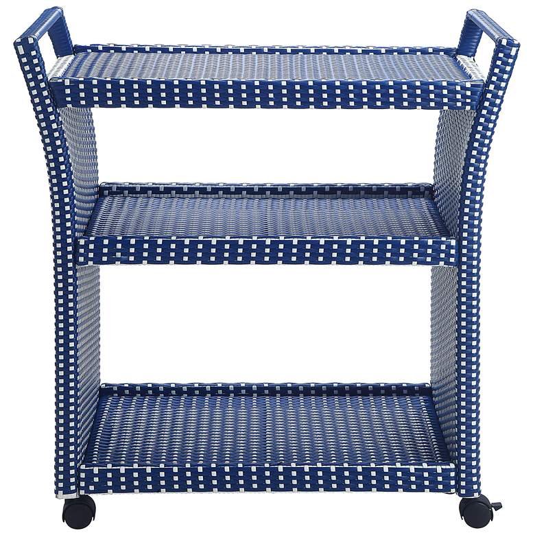 Image 5 Anderson Blue White Wicker Patio Serving Cart more views