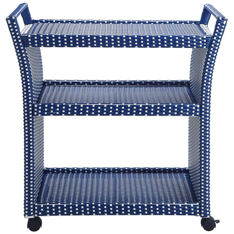Image 5 Anderson Blue White Wicker Patio Serving Cart more views