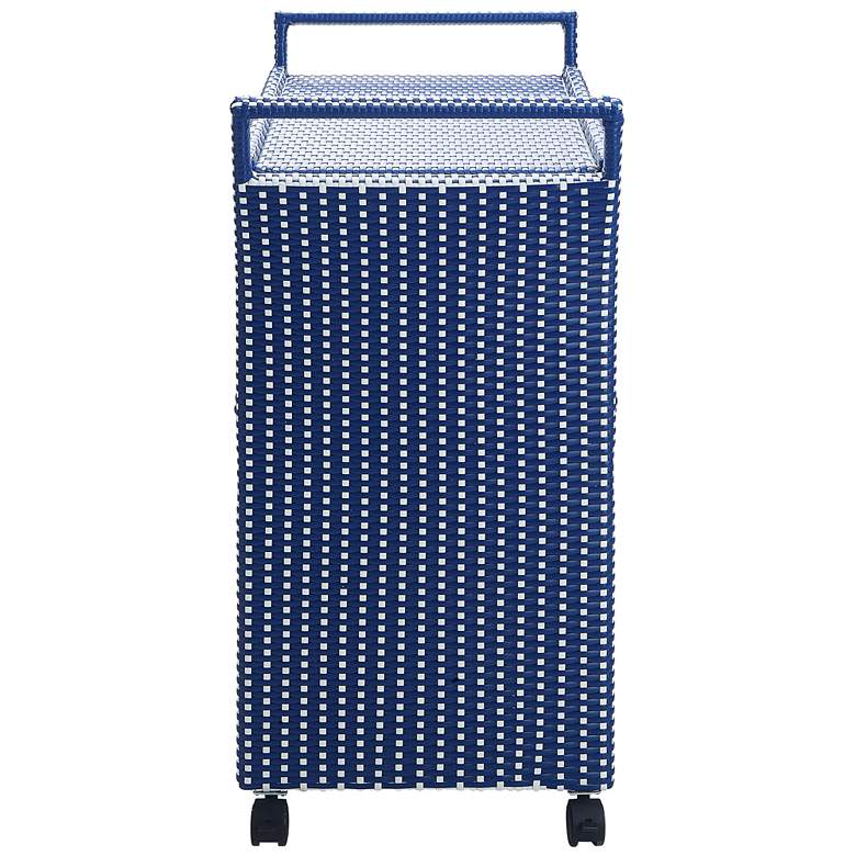 Image 6 Anderson Blue White Wicker Patio Serving Cart more views