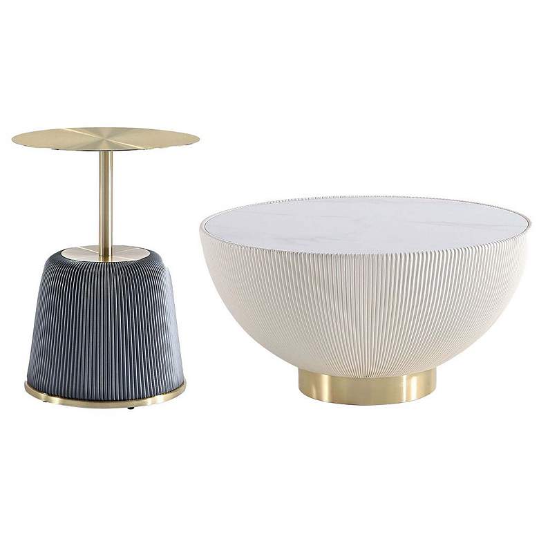 Image 1 Anderson Coffee Table and End Table 1.0 in Cream and Grey - Set of 2
