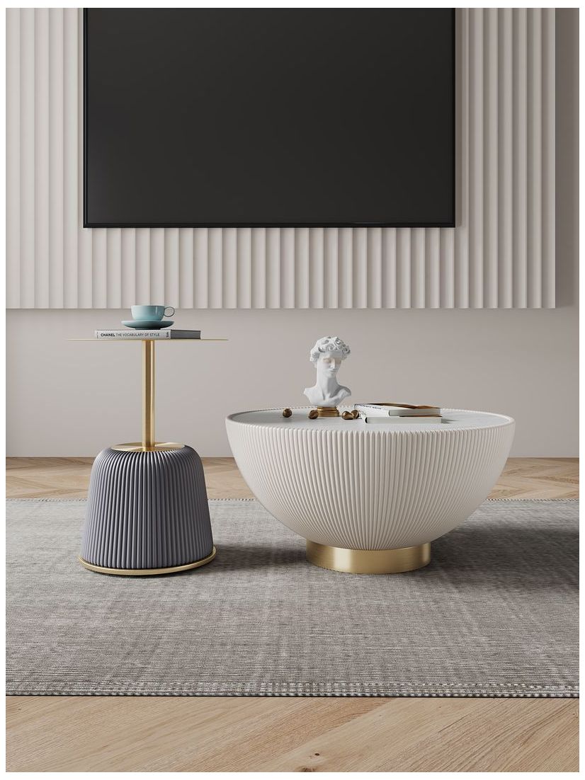Image 2 Anderson Coffee Table and End Table 1.0 in Cream and Grey - Set of 2 more views
