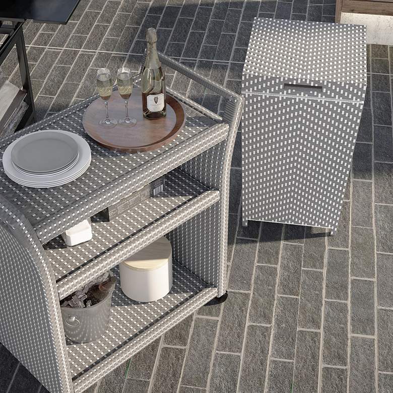 Image 1 Anderson Gray White 2-Piece Serving Cart and Trash Can Set
