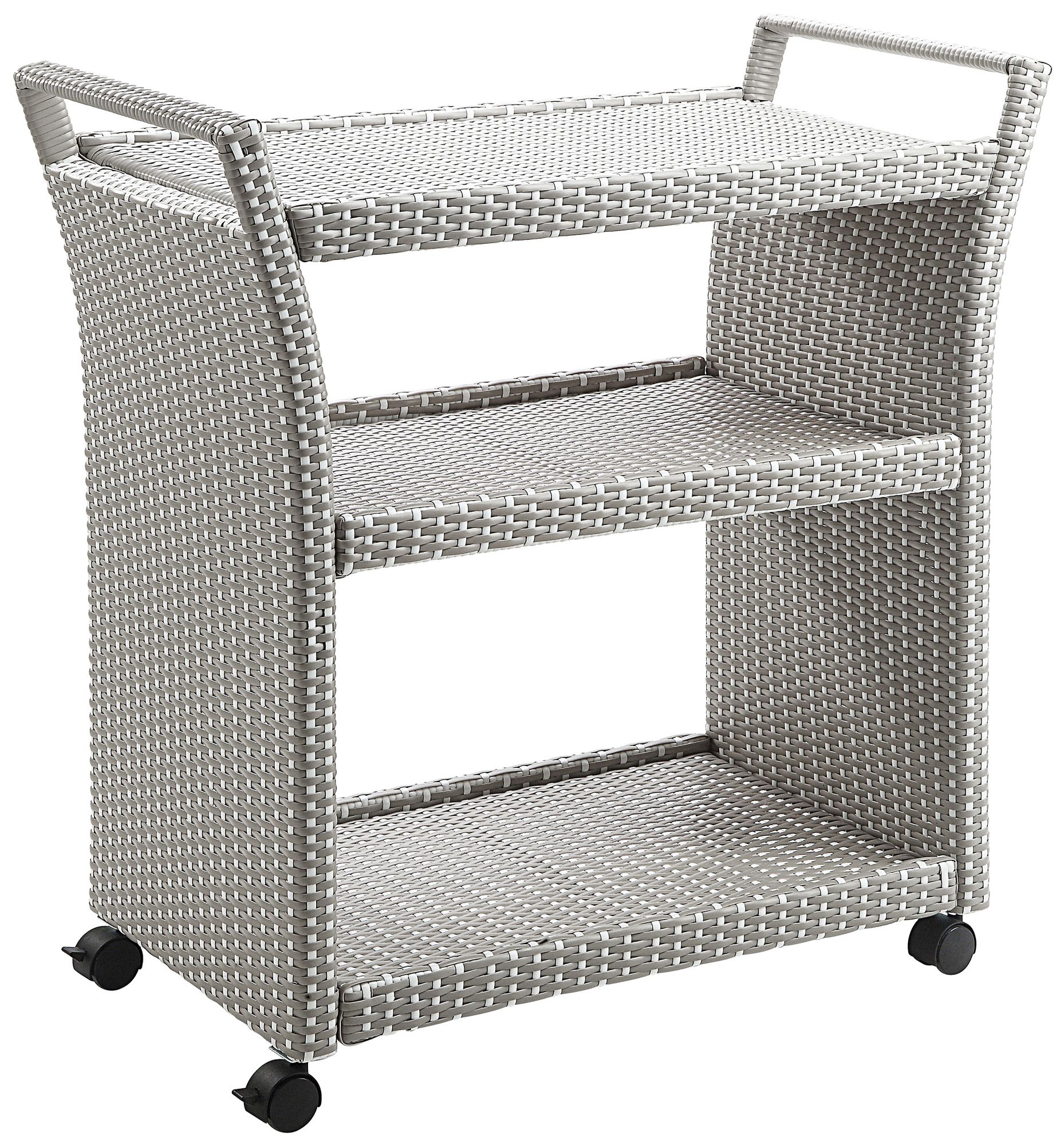 Image 3 Anderson Gray White Coastal Woven Wicker Serving Cart and Trash Can Set more views