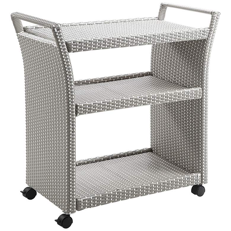 Image 2 Anderson Gray White Wicker Patio Serving Cart
