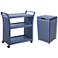Anderson Navy White 2-Piece Serving Cart and Trash Can Set