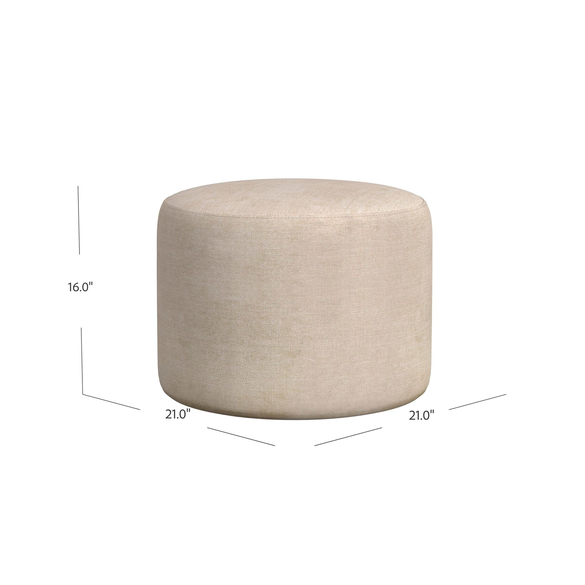 Anderson Upholstered Cream Round Ottoman in scene