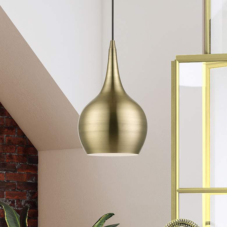 Image 1 Andes 1 Light Antique Brass Mini Pendant