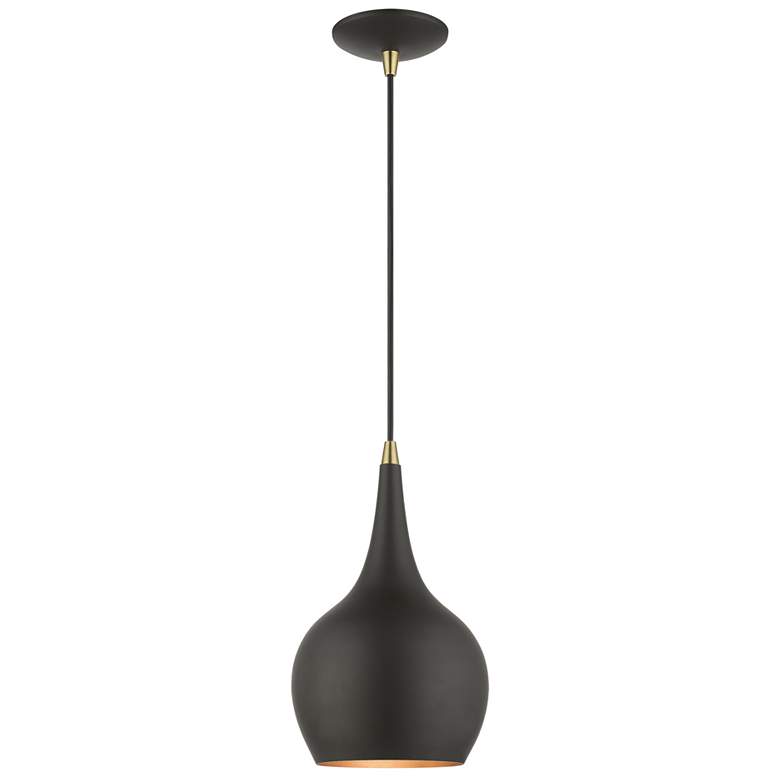 Image 1 Andes 1 Light Black Mini Pendant with Antique Brass Accents