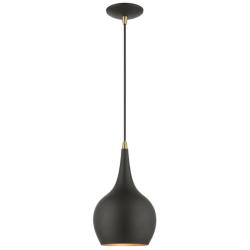 Andes 1 Light Black Mini Pendant with Antique Brass Accents