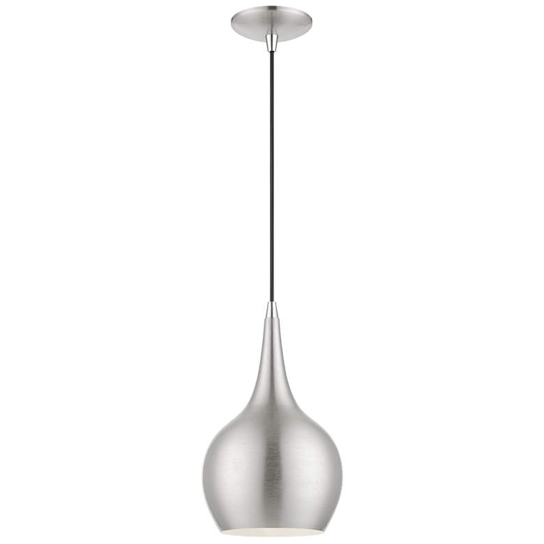 Image 1 Andes 1 Light Brushed Nickel Mini Pendant with Polished Chrome Accents