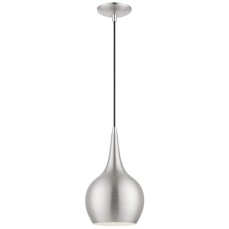 Image 1 Andes 1 Light Brushed Nickel Mini Pendant with Polished Chrome Accents