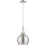 Andes 1 Light Brushed Nickel Mini Pendant with Polished Chrome Accents