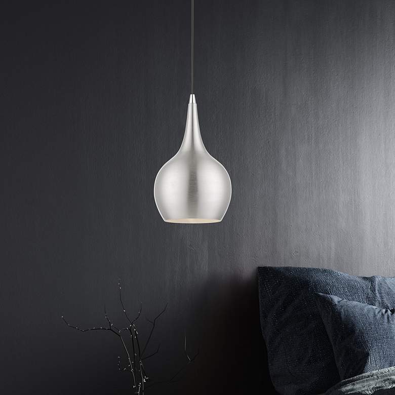 Image 1 Andes 1 Light Brushed Nickel Mini Pendant with Polished Chrome Accents