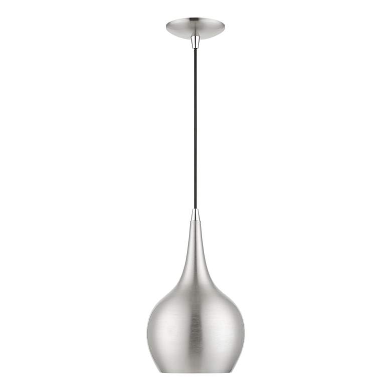 Image 3 Andes 1 Light Brushed Nickel Mini Pendant with Polished Chrome Accents more views
