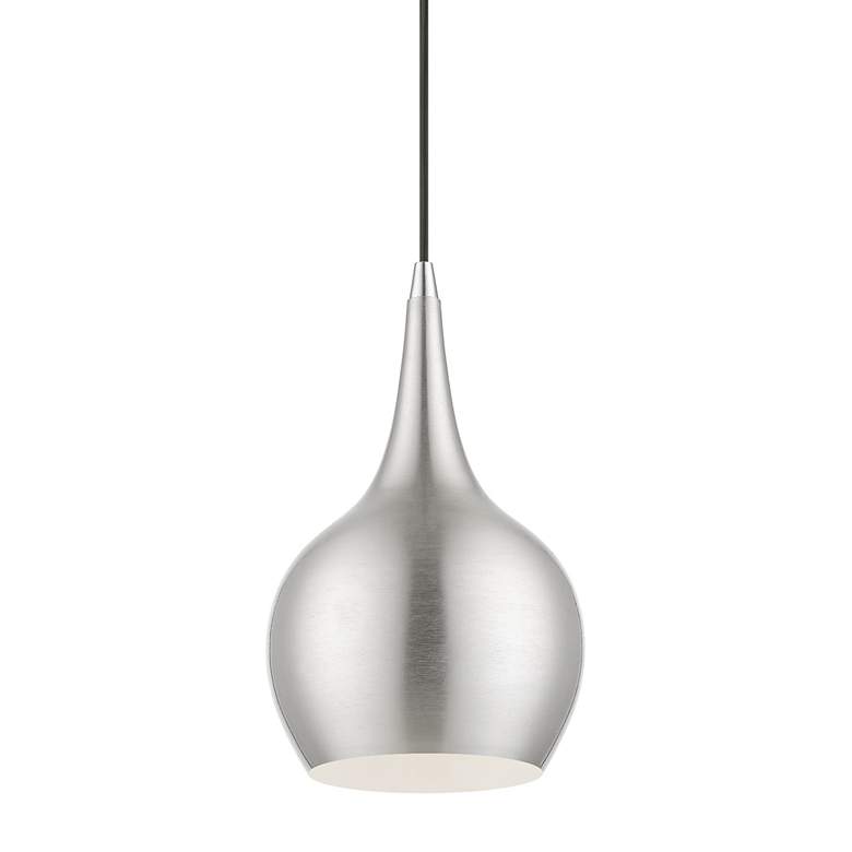 Image 4 Andes 1 Light Brushed Nickel Mini Pendant with Polished Chrome Accents more views