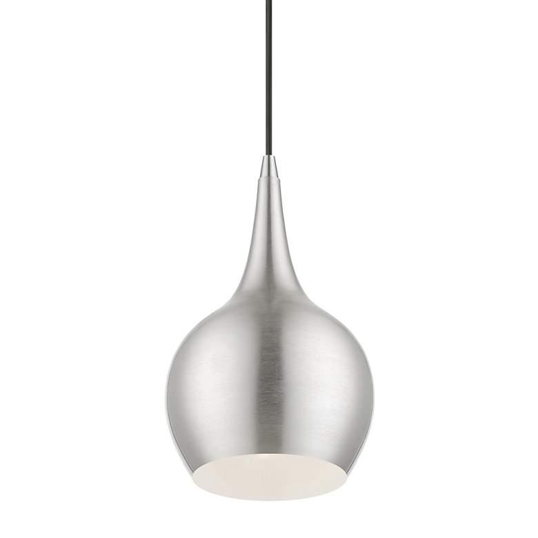 Image 5 Andes 1 Light Brushed Nickel Mini Pendant with Polished Chrome Accents more views